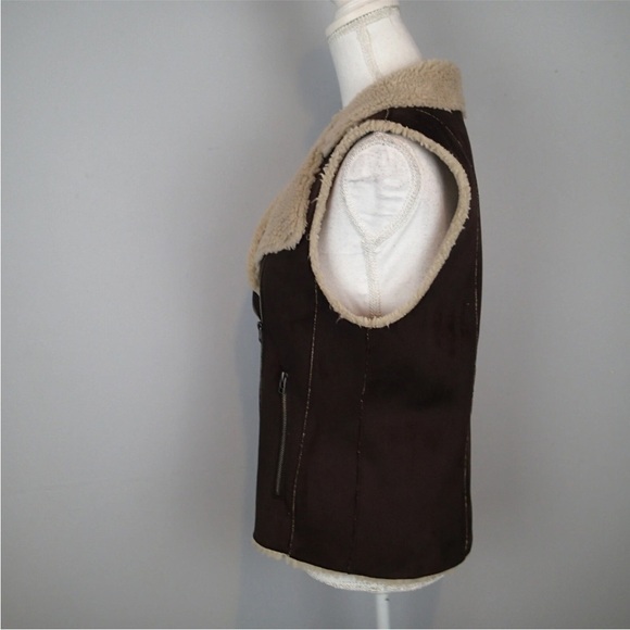 🆕 VELVET BY GRAHAM & SPENCER brown Faux Lamb Fur Vest Jacket Size large - Picture 5 of 14